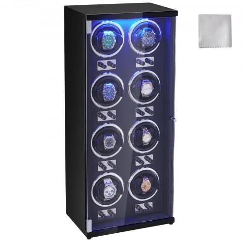 VEVOR Uhrenbeweger, Automatik-Uhrenbeweger, Watch Winder, Uhrenbeweger für Automatikuhren, Automatischer Uhrenbeweger mit Platz für 8 Uhren, LED Bel