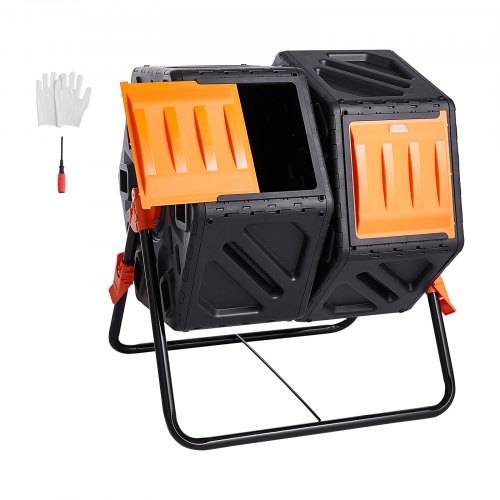 VEVOR Tumbling-Komposterbin Komposter Tumbler 140 L, Trommelkomposter Drehbar Doppelraum Tumbling Komposter 785 x 605 x 795 mm, 40 kg Belastbarer