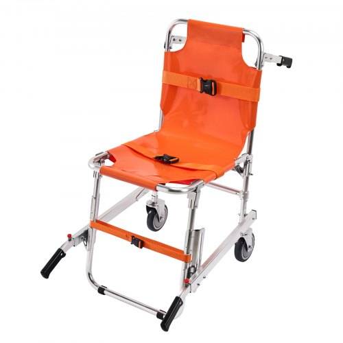 VEVOR EMS-Treppenstuhl 159kg Tragfähigkeit faltbarer Notfall-Treppensteigrollstuhl aus Alu mit 2 Rädern tragbarer Treppenlift Krankenwagen Feuerwehr