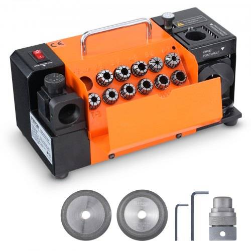 VEVOR Bohrerschleifgerät 120 W Bohrerschleifmaschine 4500 U/min Schärfstation 45# Stahl Bohrerschärfgerät 95-135° Einstellbarer Spitzenwinkel 11