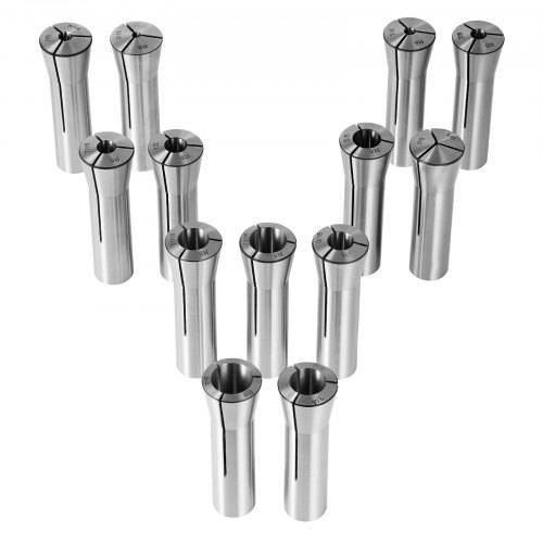 VEVOR 13-teiliger Präzisions-R8-Spannzangensatz, 1/8-7/8 Zoll (3,2-22,2 mm), Kohlenstoffstahl-Spannzangenfutter 30 μm TIR für Fräsmaschinen, Bohrm
