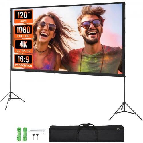 VEVOR Projektion Beamer Leinwand mit Ständer 304,8 cm HD 4K Outdoor Indoor Projektor Screen Schnelles Klappbare Tragbare Filmleinwand 16: 9 für Heim
