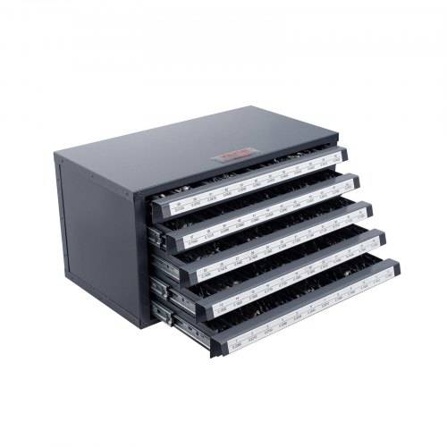 VEVOR Bohrer-Spender-Schrank, Bohrer-Organizer mit fünf Schubladen für Bohrerspender Nr. 1 bis Nr. 60 aus Stahl mit Etiketten, Stapelbarer Bohrer-Sp