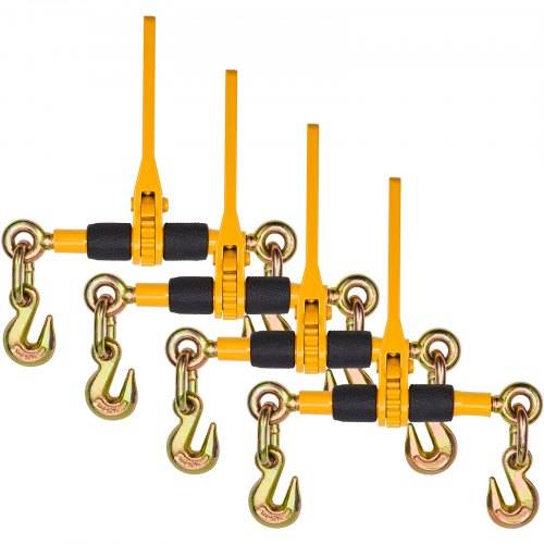 VEVOR Ratschenkettenbinder, 1/4"-5/16", 2600 lbs sichere Arbeitslast, 4er-Pack Lastbinder mit 2 Greifhaken, Zurrgurte für Transportketten