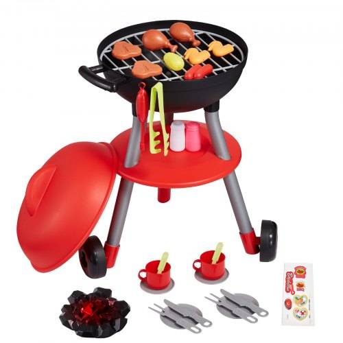 VEVOR 28-teiliges Grill-Spielset, Kinderspielzeug-Küchenspielset mit Ton und Licht, Spielset für kleine Köche, interaktives Grillspiel, Spielset zu
