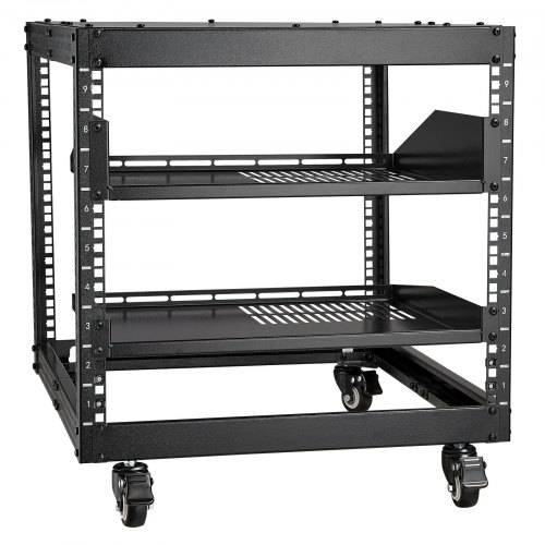 VEVOR 9U Server-Rack mit offenem Rahmen, 23 bis 40 Zoll einstellbare Tiefe, freistehend oder zur Wandmontage, Netzwerk-Server-Rack mit 360°-Rollen