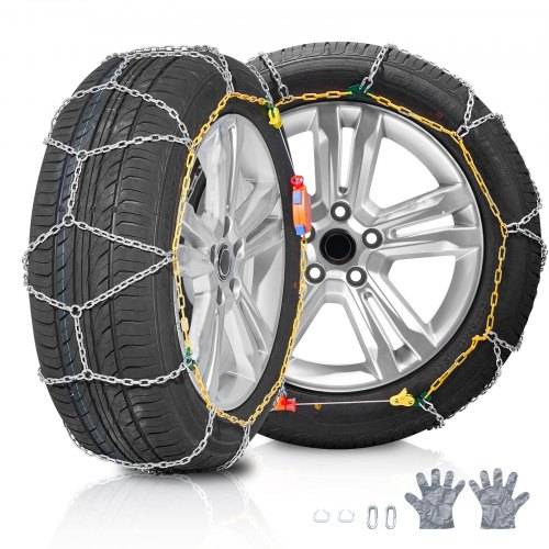 VEVOR Schneeketten Mangan-legierter Stahl Notfall-Traktions-Schneeketten, Schneeketten für Autos Pickups SUVs und Lkws 605 / 695 mm, für 225/60-16;