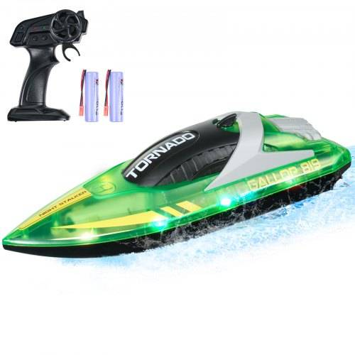 VEVOR RC Boot, 2,4GHz 12km/h, Ferngesteuertes Boot für Pools & Seen, Rennboot mit LED-Licht, 2 wiederaufladbare Batterien, Ganzkörper wasserdicht,