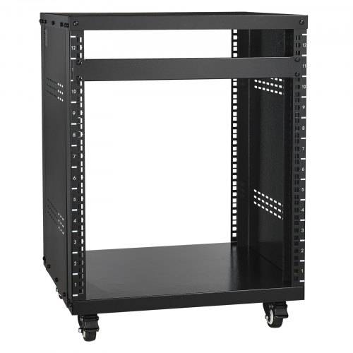 VEVOR 12U AV-Rack-Ständer, 500 lbs Kapazität, Netzwerk-Stereo-Aufnahmestudio-Rack mit feststellbaren Lenkrollen, runden und quadratischen Löchern