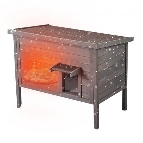 VEVOR Katzenhaus für drau_en, wetterfest, Unterschlupf für Wildkatzen für mehrere Katzen, Katzen-/Kaninchenhaus aus Holz für drau_en, rundum schau