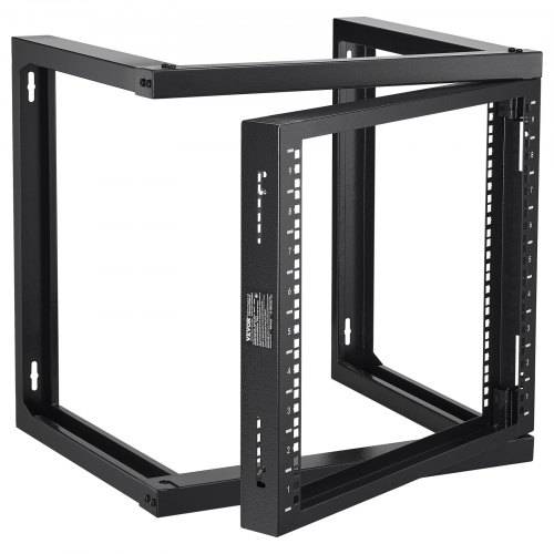 VEVOR 9U-Rack zur Wandmontage, 150 lbs/68,04 kg maximale Tragkraft, Server-Netzwerk-Rack mit offenem Rahmen und Käfigmutternschrauben, Karbonstahl