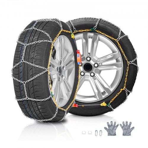 VEVOR Schneeketten Mangan-legierter Stahl, Notfall-Traktionsreifenketten, Schneereifenketten für Autos Pickups SUVs und LKWs Silber 2er-Set 648/695