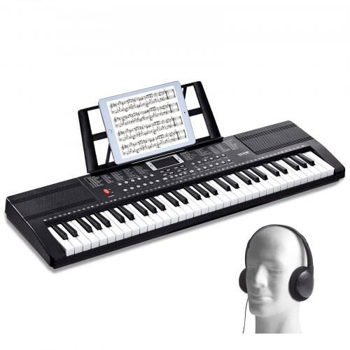 VEVOR Digitales Klavier mit 61 Tasten, 200 Töne, 200 Rhythmen, tragbares elektrisches Klavier-Keyboard-Kit mit 60 Demo-Songs, integrierten