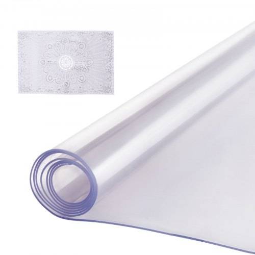 VEVOR Kunststoff-Tischdecke, 61 x 121,9 cm, 2,0 mm dick, transparenter Tischschutz, rechteckige PVC-Schreibtischunterlage, wasserdichte und leicht