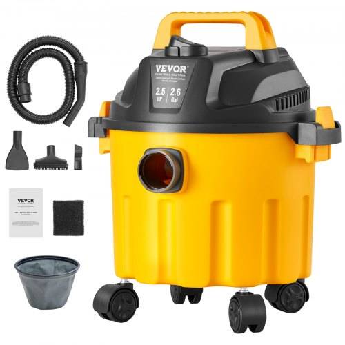 VEVOR Nass-/Trockensauger, 10 l, 2 PS Spitzenleistung, effiziente Saug- und Gebläseleistung mit Düse, Rollen, tragbarer Werkstattsauger mit Aufsätz