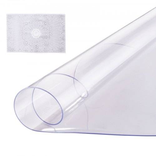 VEVOR Kunststoff-Tischdecke, 48 x 48 Zoll, 2,0 mm dick, transparenter Tischschutz, runde PVC-Schreibtischunterlage, wasserdichte und leicht zu