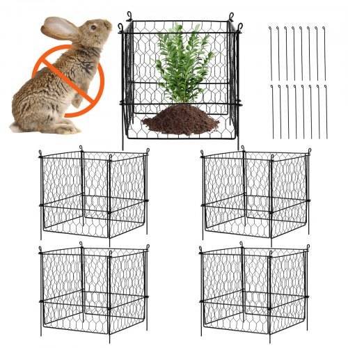 VEVOR 4er-Pack Pflanzenschutz vor Tieren, 34,3 x 34,3 cm Pflanzenschutz aus Hühnerdraht, Pflanzenkäfige für Pflanzen im Freien, Blumen und Gemüse