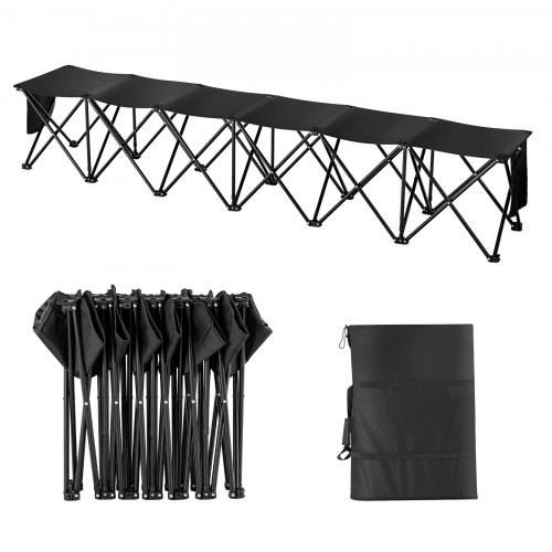 VEVOR Tragbare Klappbank, 6 Sitze, faltbare Seitenbank, Outdoor-Campingbankstühle mit Tragetasche, Mannschaftssport-Seitenbank für Fu_ball, Camping