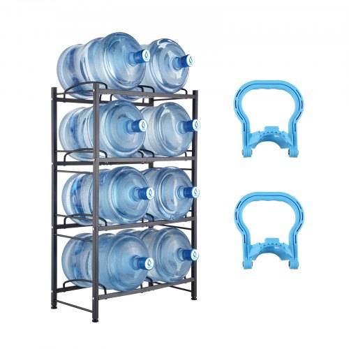 VEVOR Wasserkrughalter mit 4 Ebenen, 5 Gal Wasserflaschenhalter, zweireihiges Wasserflaschenregal aus Eisen für 8 Flaschen, robustes Wasserkrugregal