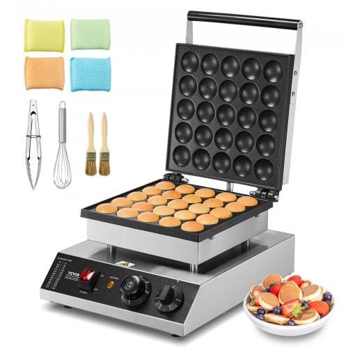 VEVOR Mini-Pfannkuchenmaker kommerzielle Dutch Mini Pfannkuchen Maschine, 25 Stk., 43 mm Durchmesser, Dorayaki-Backmaschine, 1700 W, Temperatur-