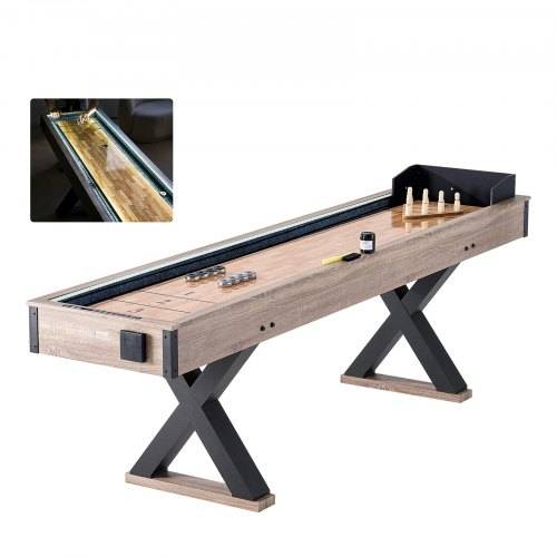 VEVOR Shuffleboard-Tisch, 9 Fu_ langes Shuffleboard mit LED-Beleuchtung für das Familienspielzimmer, 2-in-1-Shuffleboard- und Bowling-Kombispielset