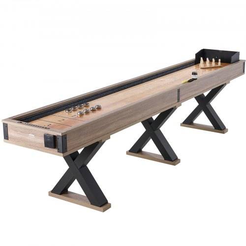 VEVOR Shuffleboard-Tisch, 11,5 Fu_ Shuffleboard für Familienspielzimmer, 2-in-1-Shuffleboard- und Bowling-Kombispielset, mit kratzfestem Spielfeld