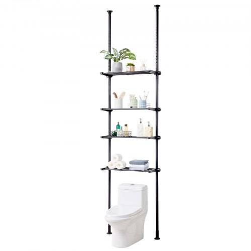 VEVOR Aufbewahrung über der Toilette, 4-stufiger verstellbarer Badezimmer-Organizer über der Toilette, kohlenstoffarmer Stahl, 135_332 cm hohes Lage