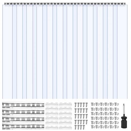 VEVOR Streifenvorhang, 243 cm Höhe x 182 cm Breite, 0,2 cm Dicke, 12 Stück transparenter PVC-Streifen-Türvorhang, Gefrierschrankvorhang, Kunststoff