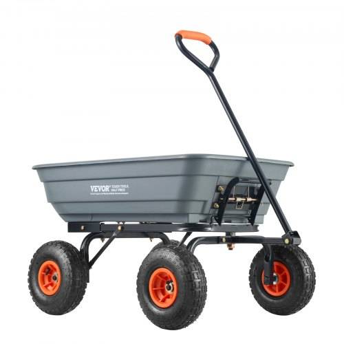 VEVOR Transportwagen, Gartenkarre mit leicht zu montierendem Stahlrahmen, Gartenwagen mit umwandelbarem 2-in-1-Griff, Mehrzweck-Schubkarre mit 270
