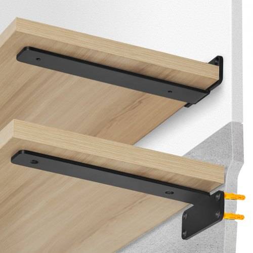 VEVOR Regalhalterung, 210 x 100 x 45 mm, 6 Stück, robuste schwebende Regalträger, Halterungen für Regale, 5 mm dicke mattschwarze L-Regalhalter, Re