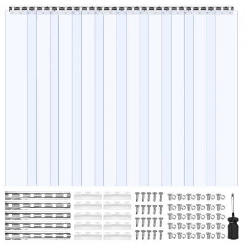 VEVOR Streifenvorhang, 213 cm Höhe x 152 cm Breite, 0,2 cm Dicke, 10 Stück transparenter PVC-Streifen-Türvorhang, Gefrierschrankvorhang, Kunststoff