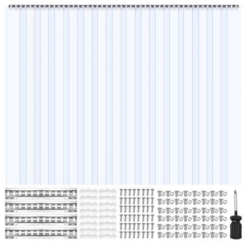 VEVOR Streifenvorhang, 16 Stück, 243 cm Höhe, 243 cm Breite, 2 cm Dicke, klare, glatte Kunststoff-Türstreifen mit 50 % _berlappung, PVC-Streifentü