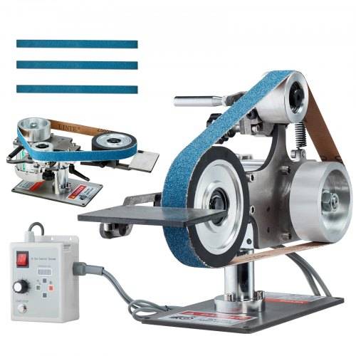 VEVOR Bandschleifmaschine, 762x25,4mm Bandpolierer mit variabler Geschwindigkeit und VFD, 550 W Polier- und Schleifmaschine mit 2 Schleifformen und
