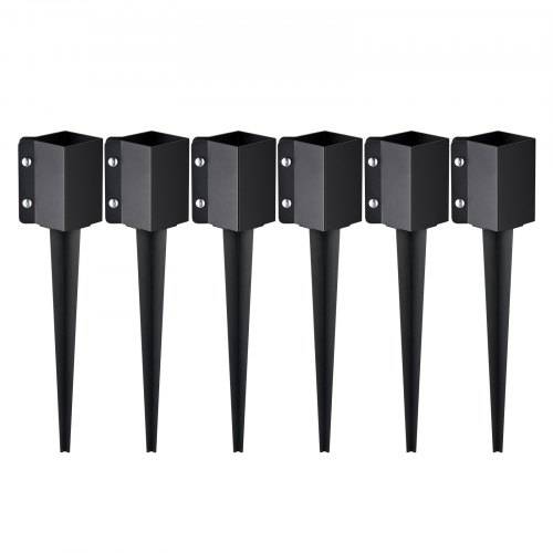 VEVOR Erdspie_ für Zaunpfosten, 6er-Pack, 113 x 113 x 610 mm Au_endurchmesser (Innendurchmesser 8,9 x 8,9 cm), Metall, schwarz pulverbeschichtet