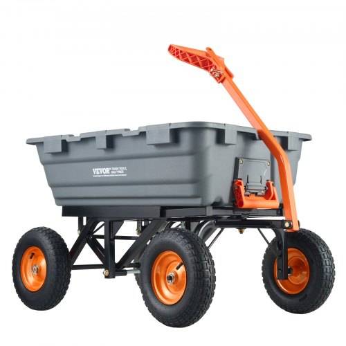 VEVOR Transportwagen, Gartenkarre mit leicht zu montierendem Stahlrahmen, Gartenwagen mit umwandelbarem 2-in-1-Griff, Mehrzweck-Schubkarre mit 680
