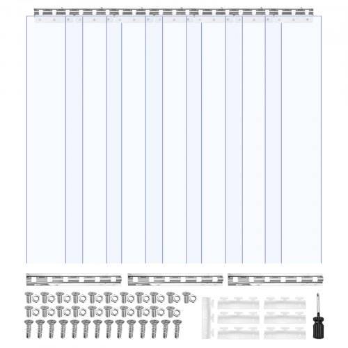 VEVOR Streifenvorhang, 213,4 cm Höhe x 106,7 cm Breite, 0,2 cm Dicke, 7 Stück transparenter PVC-Streifen-Türvorhang, Gefrierschrankvorhang, Kunstst