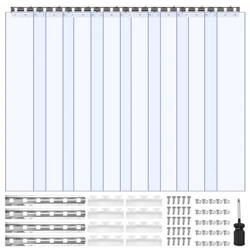 VEVOR Streifenvorhang, 213 cm Höhe x 121 cm Breite, 0,2 cm Dicke, 8 Stück transparenter PVC-Streifen-Türvorhang, Gefrierschrankvorhang, Kunststoff-