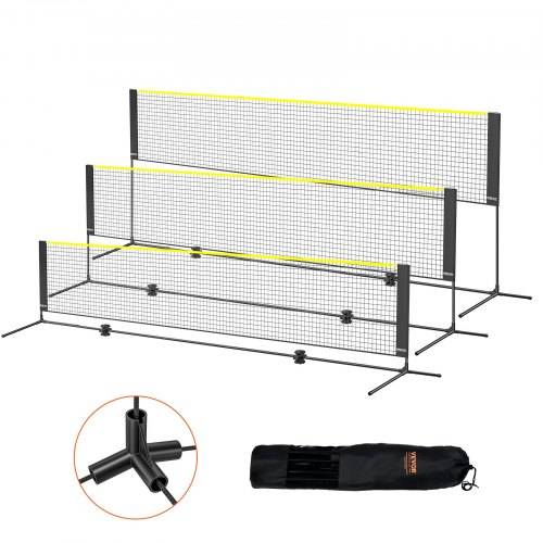 VEVOR Badmintonnetz, höhenverstellbares Volleyballnetz, 420 x 155 x 103 cm Faltbares Pickleballnetz, Tragbares Tennisnetz-Set mit Stangen, Ständer