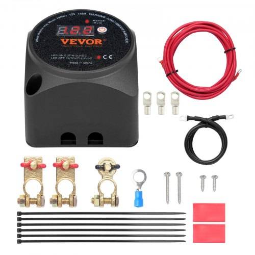 VEVOR Doppelbatterie-Trennrelais, 12 V, 140 A, manueller und automatischer Modus, spannungsempfindliches VSR-Relais mit LCD-Bildschirm, für ATV