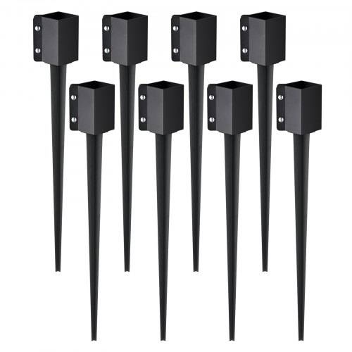 VEVOR Erdspie_ für Zaunpfosten, 8er-Pack, 113 x 113 x 914 mm Au_endurchmesser (Innendurchmesser 8,9 x 8,9 cm), Metall, schwarz pulverbeschichtet