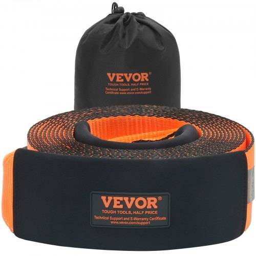 VEVOR Abschleppgurt 101,6 mm x 9,1 m, 21092 kg Bruchfestigkeit, dreifach verstärkte Schlaufengurte, Abschleppen und Bergen im Gelände, extreme Wette