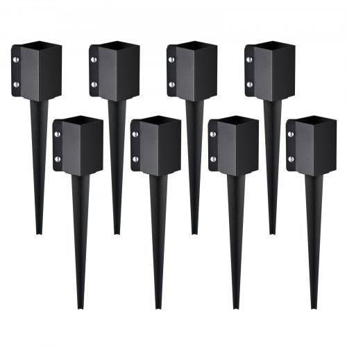 VEVOR Erdspie_ für Zaunpfosten, 8er-Pack, 61 x 10 x 10 cm Au_endurchmesser (Innendurchmesser 8,9 x 8,9 cm), Metall, schwarz pulverbeschichtet