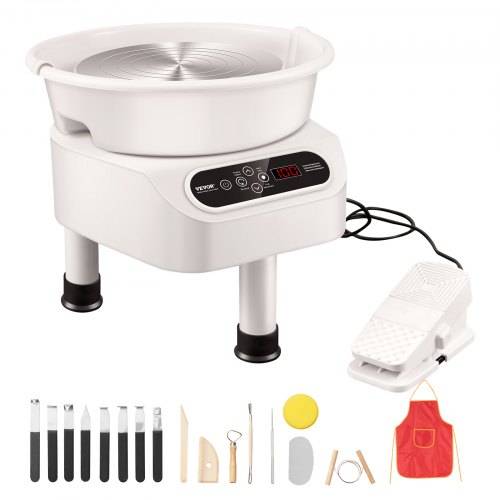 VEVOR Töpferscheibe, 28 cm Töpferformmaschine, 450 W elektrische Töpferscheibe mit Pedal & LCD-Touchscreen, Keramikscheibe mit Direktantrieb & 3 St
