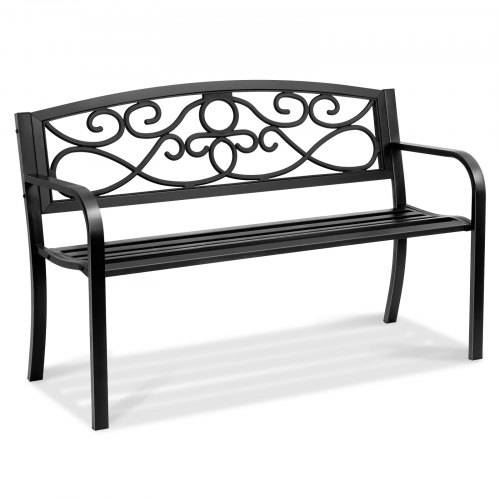 VEVOR Gartenbank Terrassenbank aus Metall, 127 cm Parkbank Ruhebank 250 kg Tragkraft, 3 Personen Garten- und Parkbank mit Rückenlehne & Armlehnen