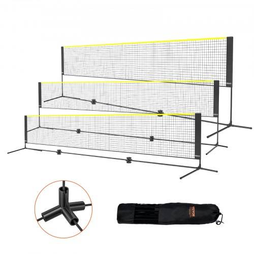 VEVOR Badmintonnetz höhenverstellbares Volleyballnetz, 5,2 m faltbares Pickleballnetz, tragbares, Tennisnetz-Set mit Stangen & Ständer & Tragetasche