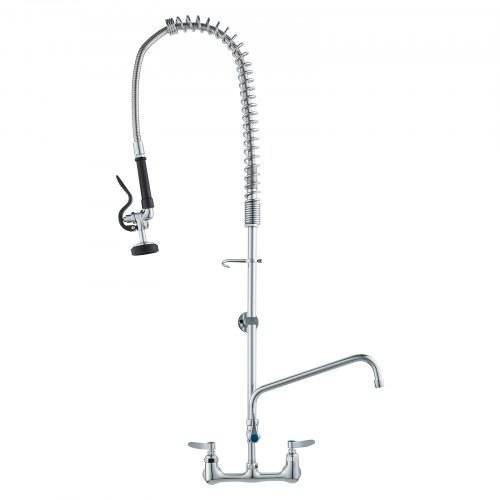 VEVOR Kommerzieller Wasserhahn mit Vorspülbrause, 111 cm Höhe, 203 mm Mitte, 305 mm Schwenkauslauf, Wandmontage Küchenspülenhahn, Messingkonstrukt