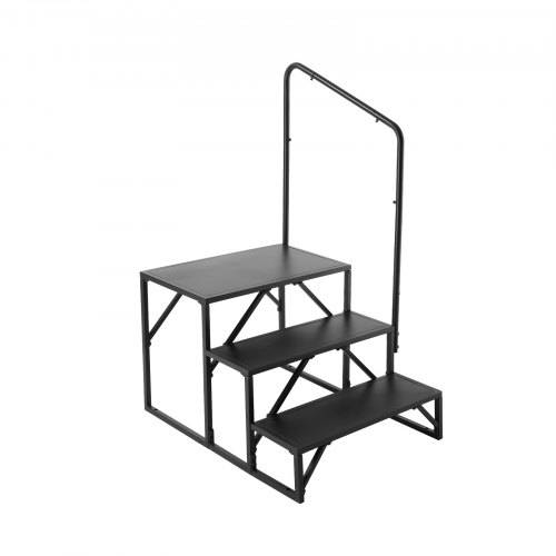 VEVOR Wohnmobil-Stufen, 3-stufige Wohnmobil-Treppe, 200 kg Tragkraft, Verdickter Kohlenstoffstahl, mit Handlauf, Rutschfeste Stufen für Sicheres