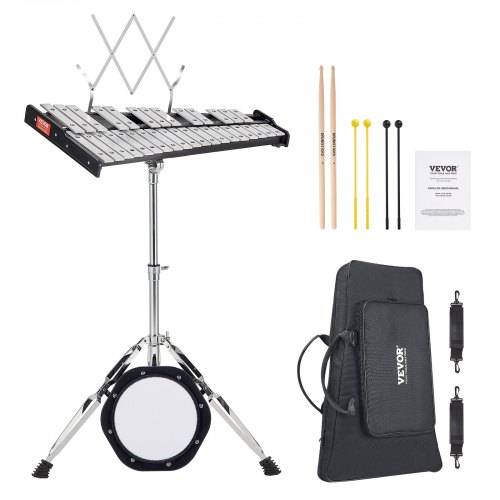 VEVOR Glockenspiel-Xylophon-Set mit 32 Noten, professionelles Schlaginstrumenten-Set mit Schlägeln, Trommelstöcken, Notenständer, 20,3 cm _bungspad