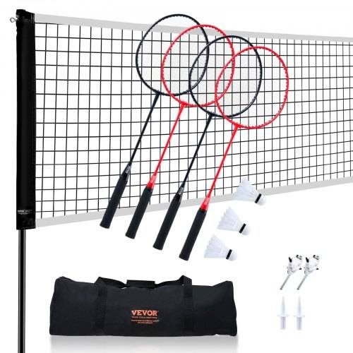VEVOR Badmintonnetz-Set, Badmintonnetz für den Au_enbereich im Hinterhof, Strandpark, Badmintonnetz für Erwachsene & Kinder mit Stangen, Tragetasche
