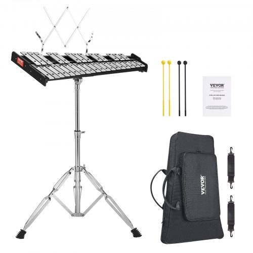 VEVOR Glockenspiel-Xylophon-Set mit 32 Tönen, professionelles Schlaginstrumenten-Set mit Schlägeln, Trommelstöcken, Notenständer, verstellbarem St